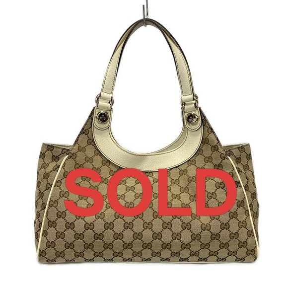 GUCCI GG/Charmy Beige Dark Brown White Jacquard Leather - Tote Bag 471-052325 - Picture 1 of 14